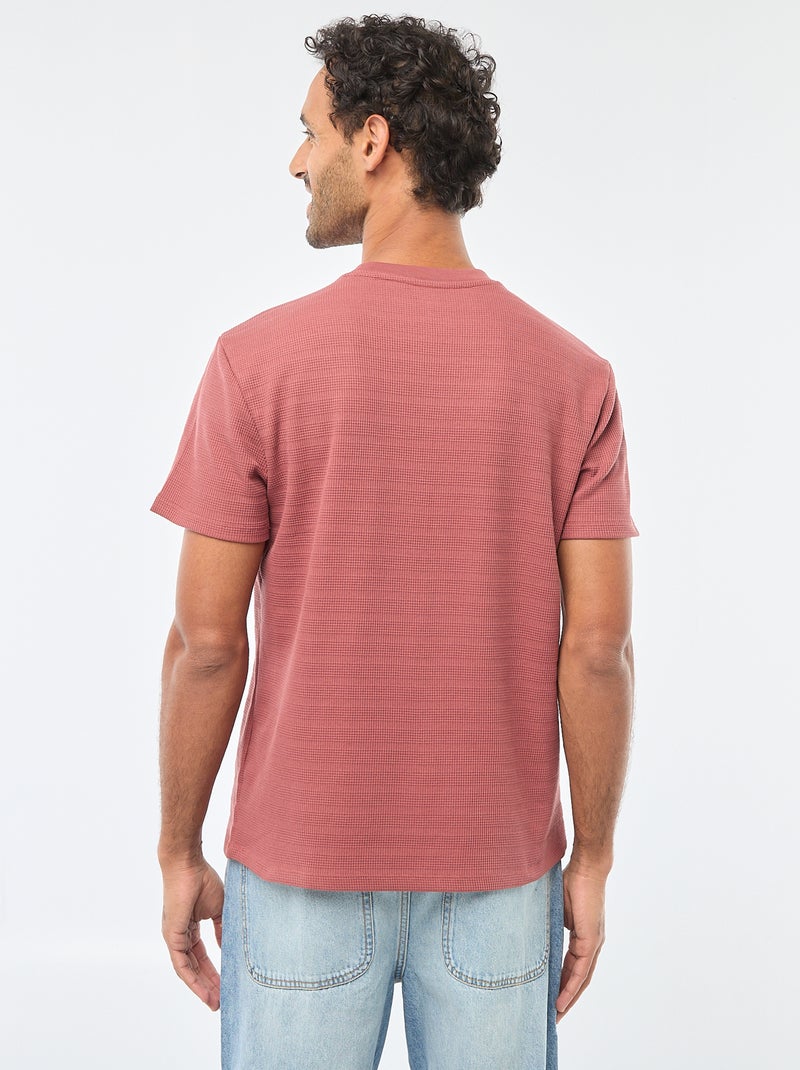 T-shirt de manga curta em malha waffle Vermelho - Kiabi