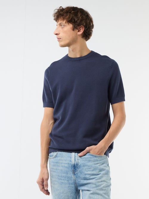 T-shirt de manga curta em material fantasia - Kiabi