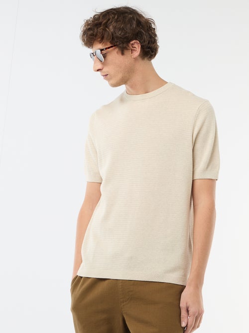 T-shirt de manga curta em material fantasia - Kiabi