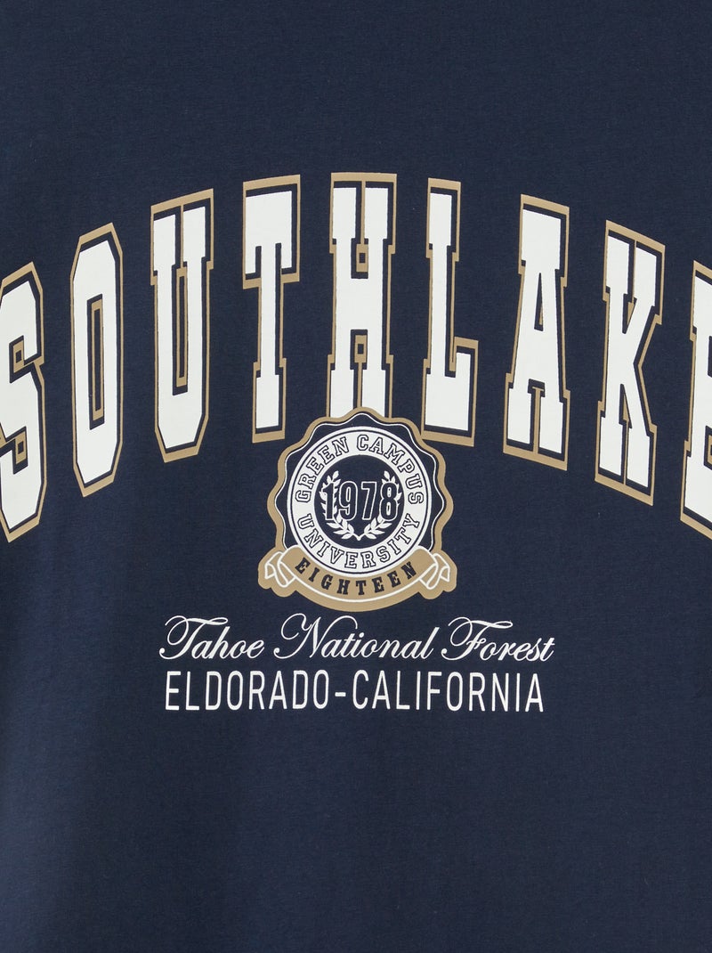 T-shirt de manga curta estampada - coleção fácil de vestir Azul - Kiabi