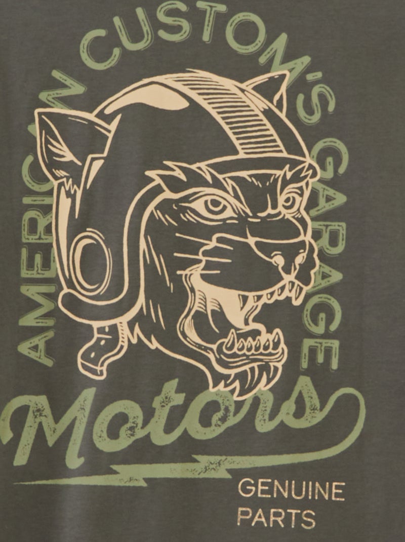 T-shirt de manga curta estampada - coleção fácil de vestir Caqui - Kiabi