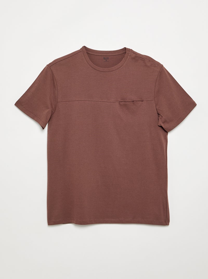 T-shirt de manga curta estampada - coleção fácil de vestir Castanho - Kiabi