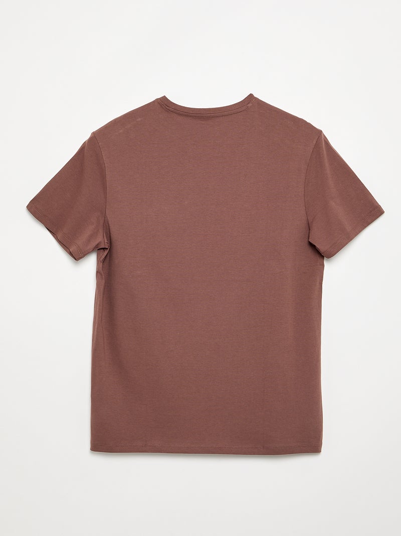 T-shirt de manga curta estampada - coleção fácil de vestir Castanho - Kiabi