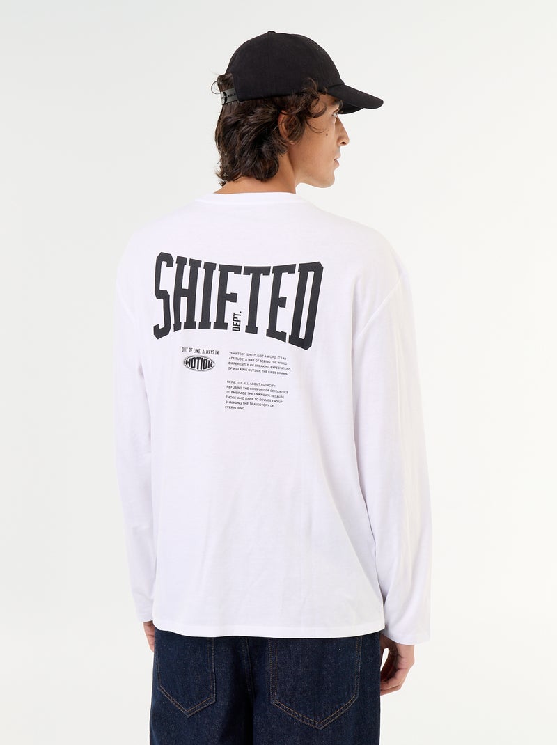 T-shirt de manga curta estampada à frente e atrás Branco - Kiabi