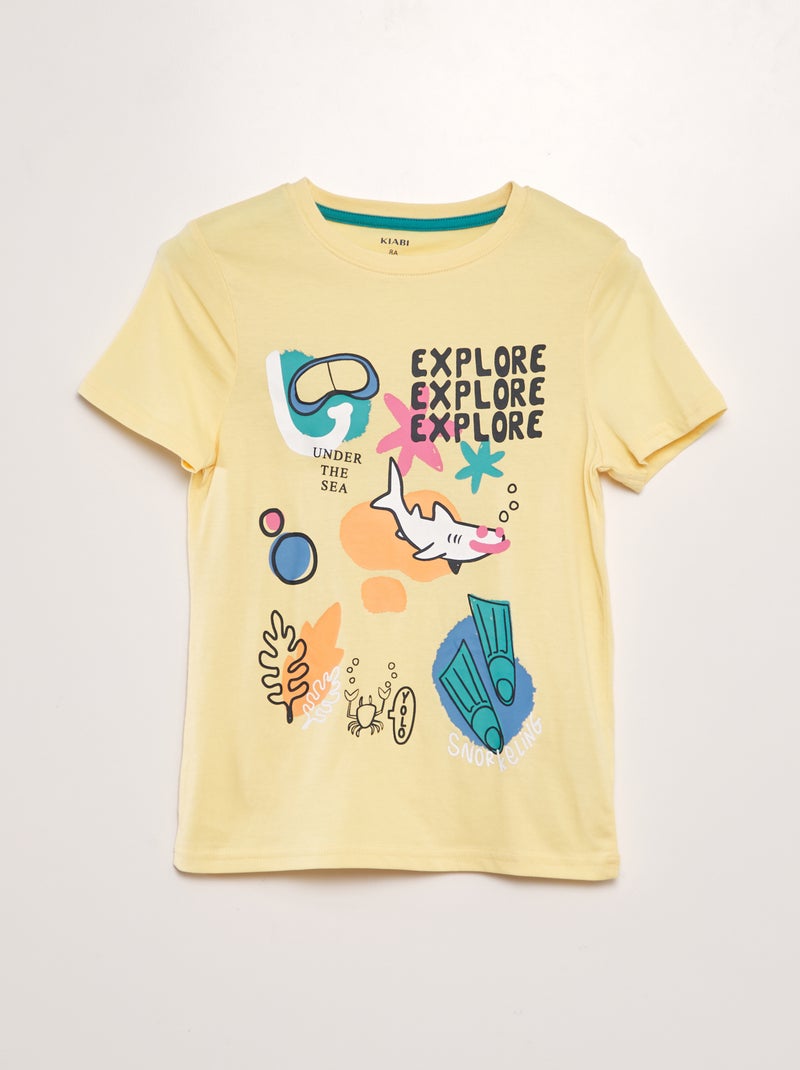 T-shirt de manga curta estampada AMARELO - Kiabi