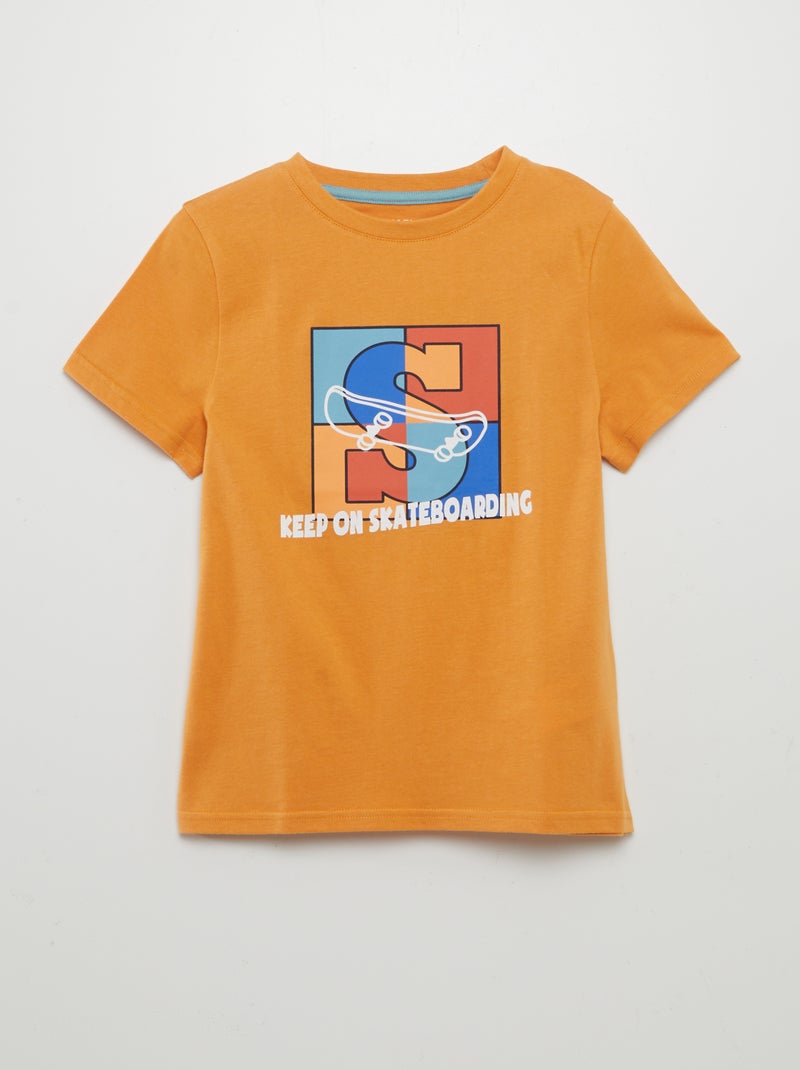 T-shirt de manga curta estampada AMARELO - Kiabi