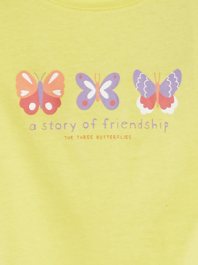 T-shirt de manga curta estampada AMARELO - Kiabi