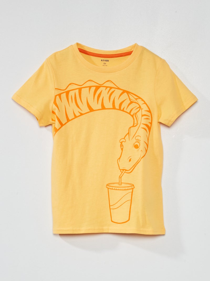 T-shirt de manga curta estampada AMARELO - Kiabi