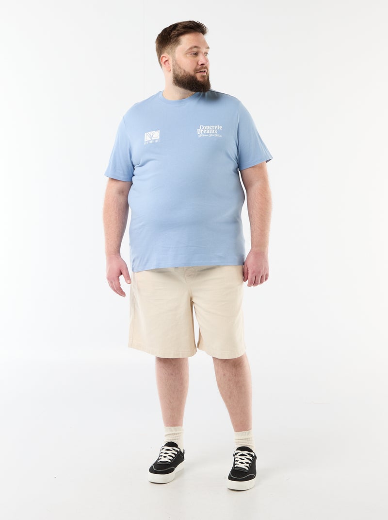 T-shirt de manga curta estampada Azul - Kiabi