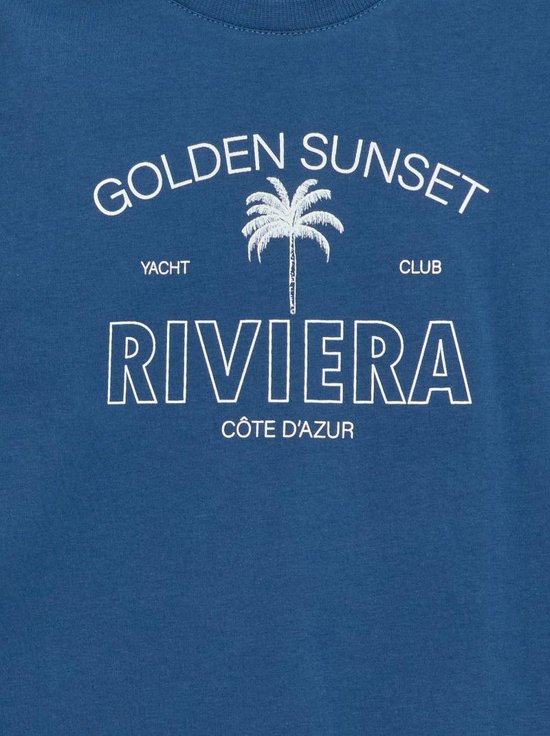 T-shirt de manga curta estampada Azul - Kiabi