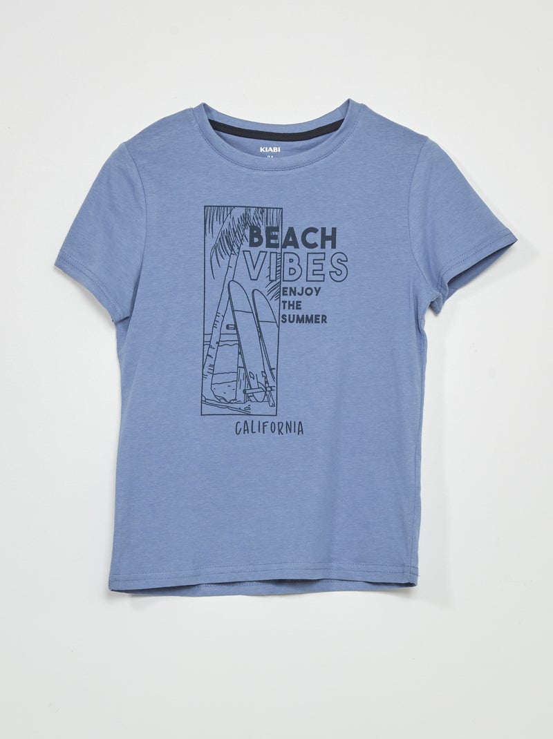 T-shirt de manga curta estampada AZUL - Kiabi