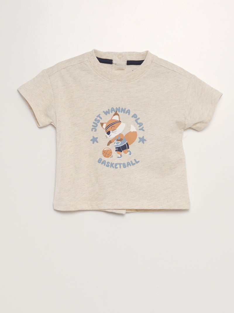 T-shirt de manga curta estampada BEGE - Kiabi