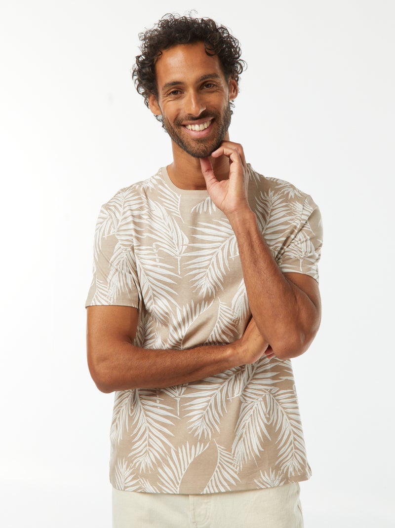 T-shirt de manga curta estampada Bege - Kiabi