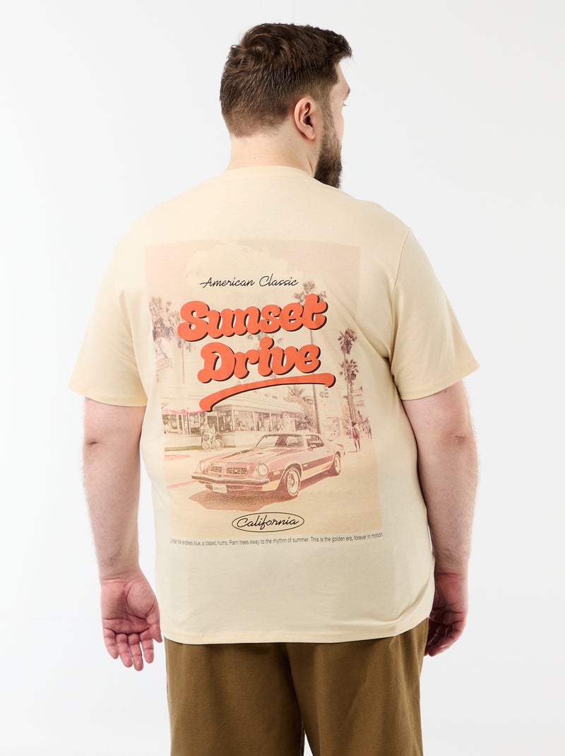 T-shirt de manga curta estampada Bege - Kiabi