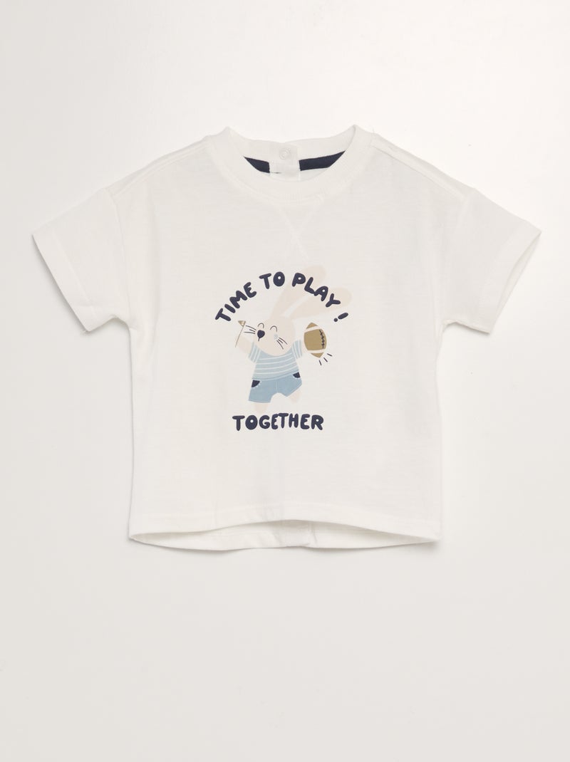 T-shirt de manga curta estampada BRANCO - Kiabi