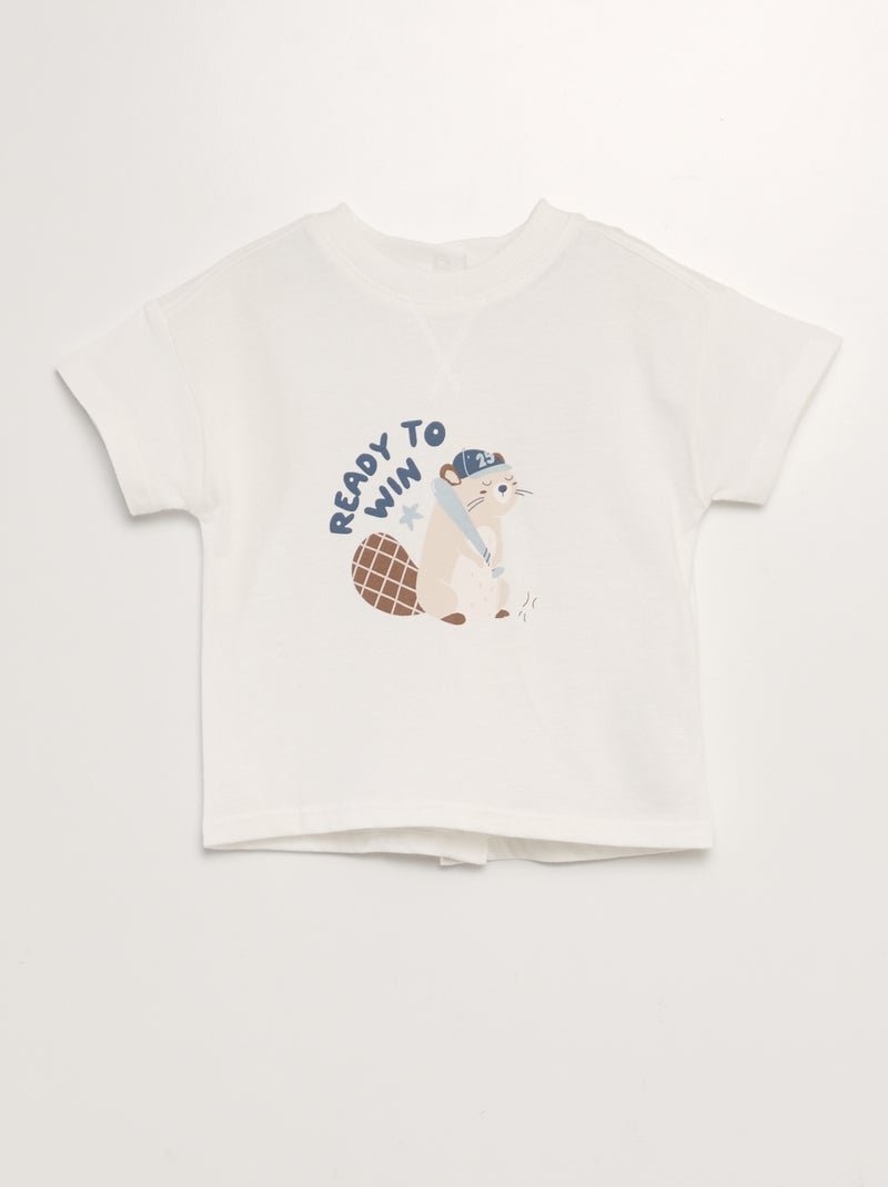 T-shirt de manga curta estampada BRANCO - Kiabi