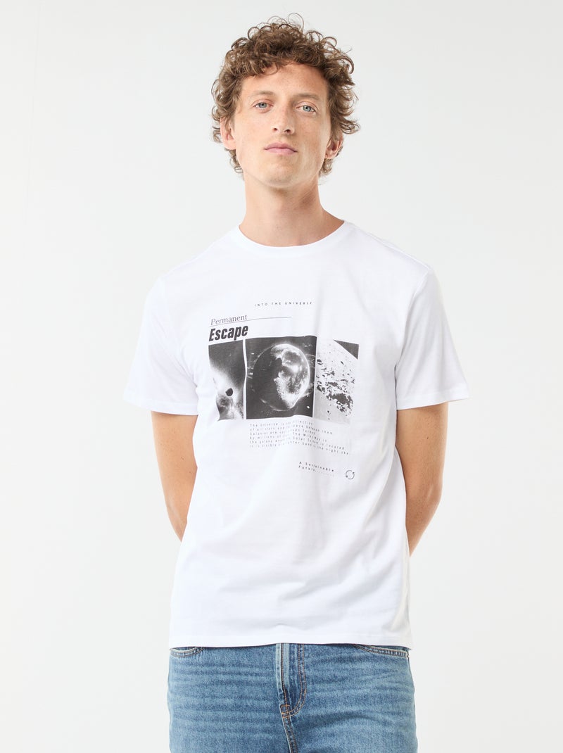 T-shirt de manga curta estampada Branco - Kiabi