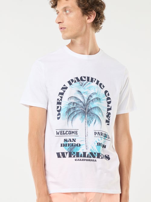 T-shirt de manga curta estampada - Kiabi