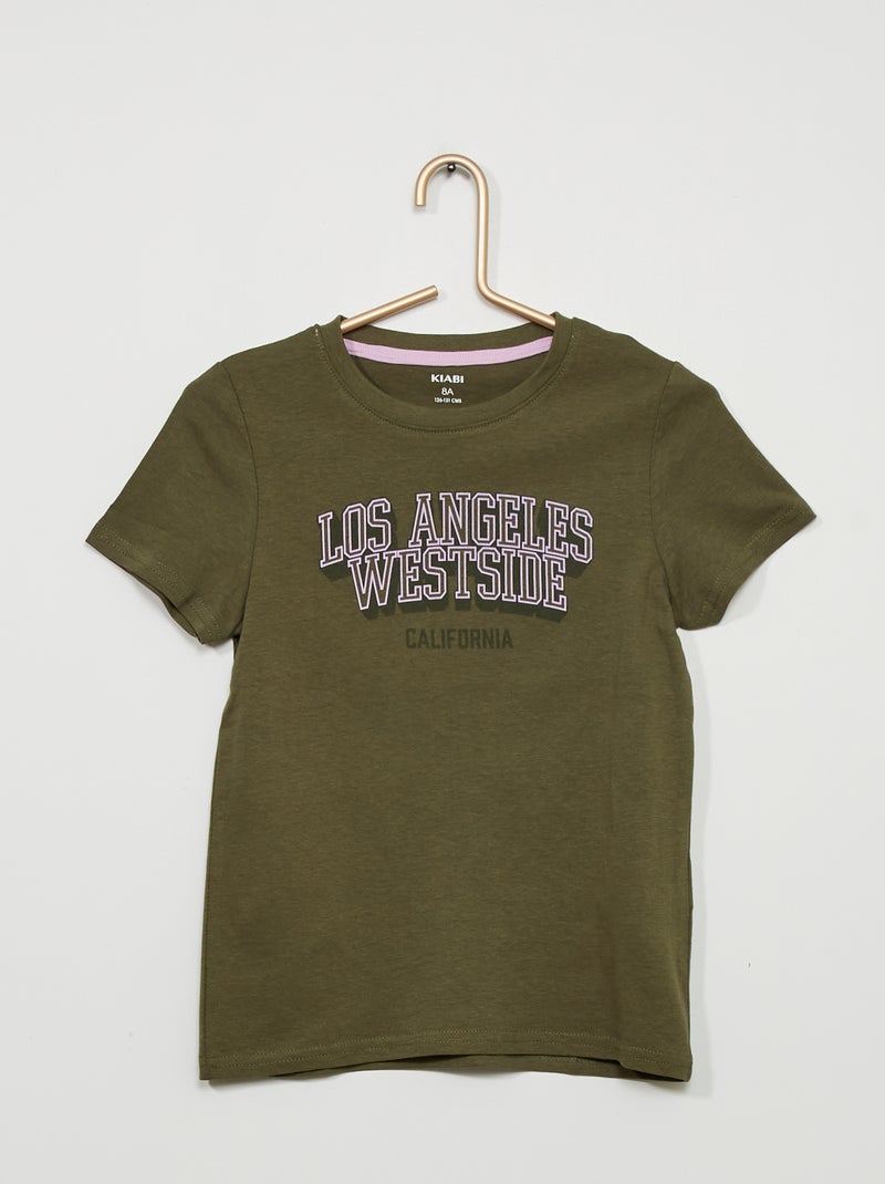 T-shirt de manga curta estampada CAQUI - Kiabi