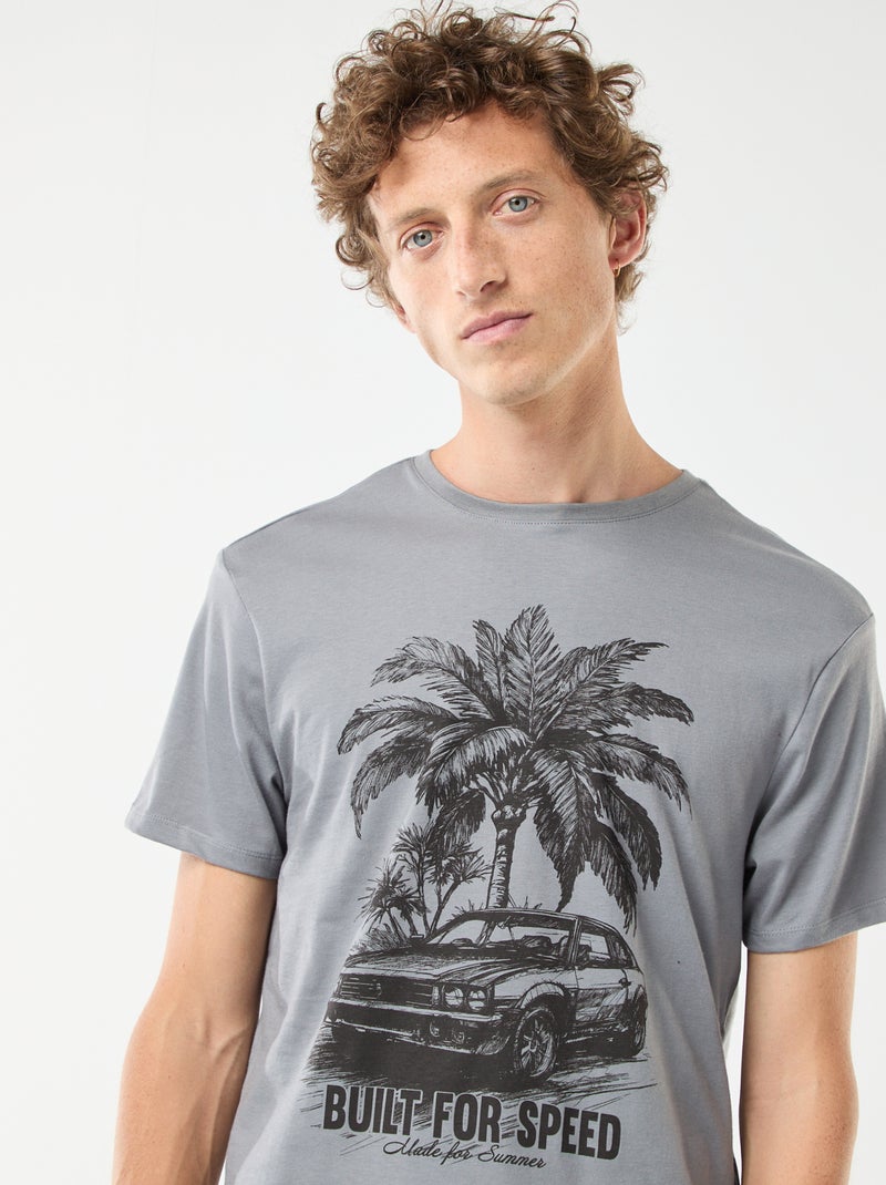 T-shirt de manga curta estampada Cinza - Kiabi