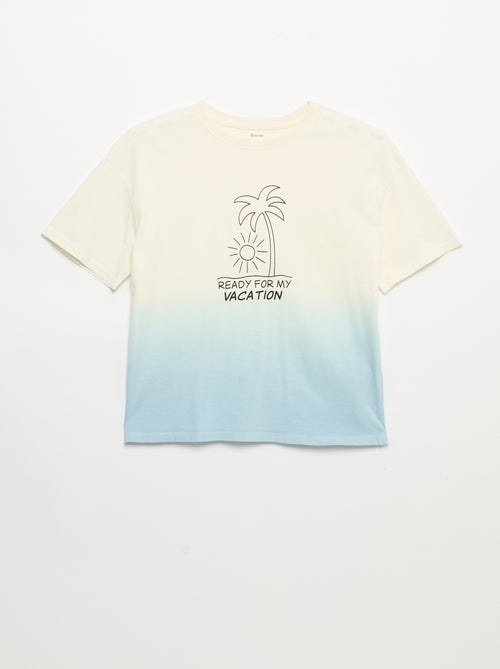 T-shirt de manga curta estampada com tingimento tie-dye - Kiabi