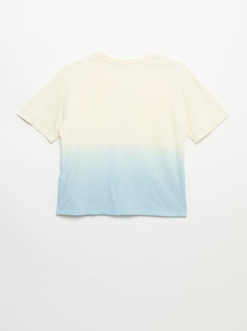 T-shirt de manga curta estampada com tingimento tie-dye - Kiabi