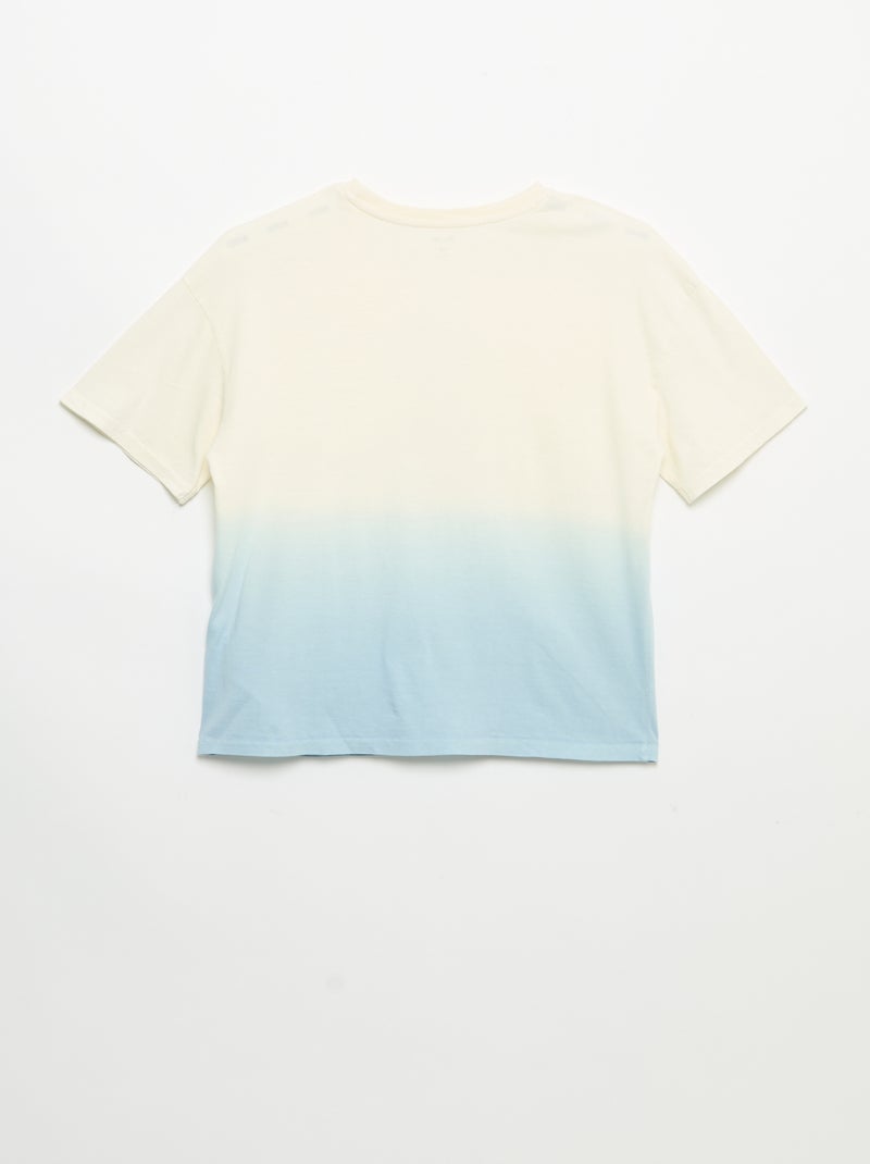 T-shirt de manga curta estampada com tingimento tie-dye Beige - Kiabi