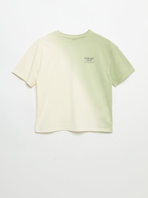 T-shirt de manga curta estampada com tingimento tie-dye - Kiabi