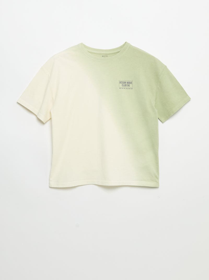 T-shirt de manga curta estampada com tingimento tie-dye Verde - Kiabi