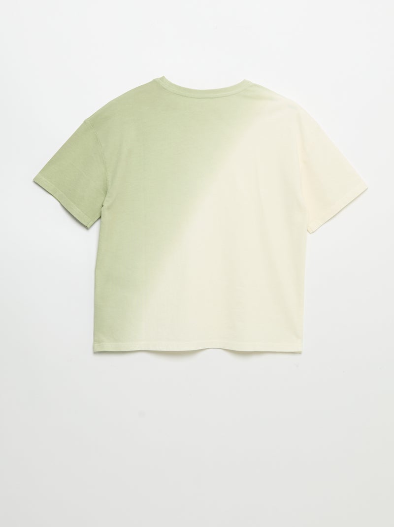 T-shirt de manga curta estampada com tingimento tie-dye Verde - Kiabi