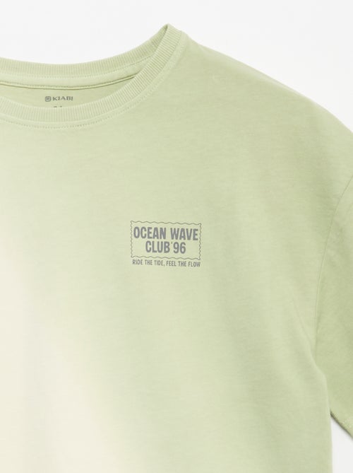 T-shirt de manga curta estampada com tingimento tie-dye - Kiabi