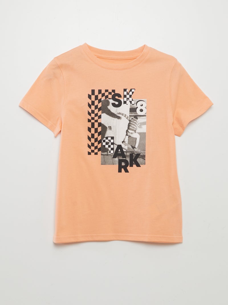 T-shirt de manga curta estampada LARANJA - Kiabi