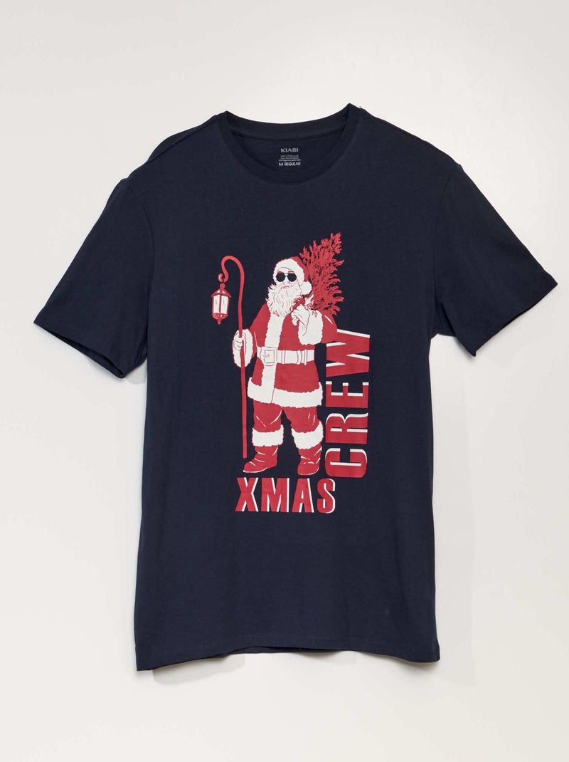T-shirt de manga curta estampada 'Natal' AZUL - Kiabi