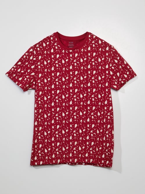 T-shirt de manga curta estampada 'Natal' - Kiabi