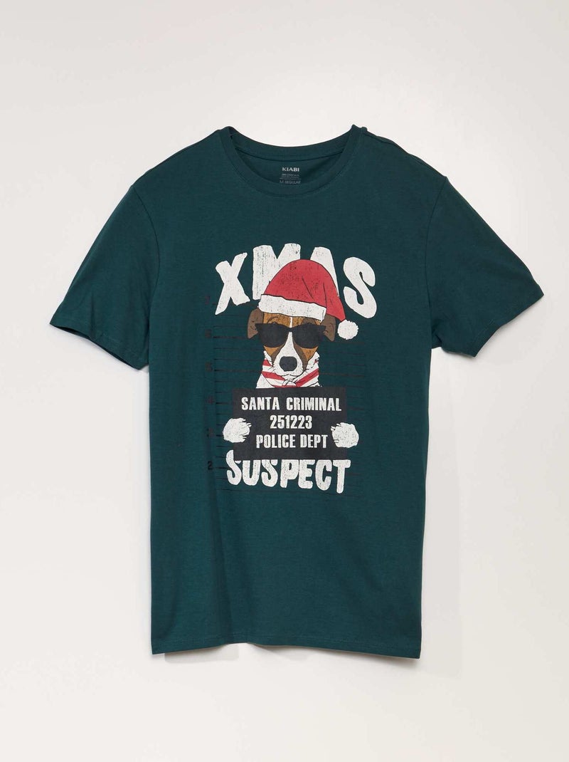 T-shirt de manga curta estampada 'Natal' VERDE - Kiabi