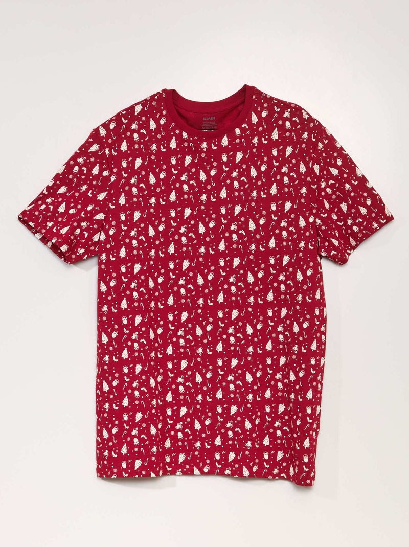 T-shirt de manga curta estampada 'Natal' VERMELHO - Kiabi