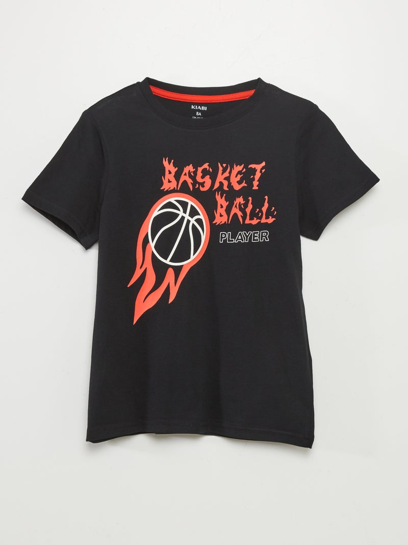 T-shirt de manga curta estampada PRETO - Kiabi