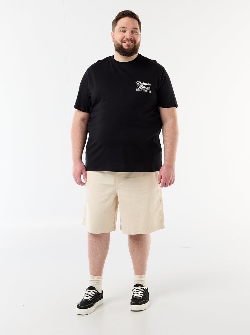 T-shirt de manga curta estampada Preto - Kiabi