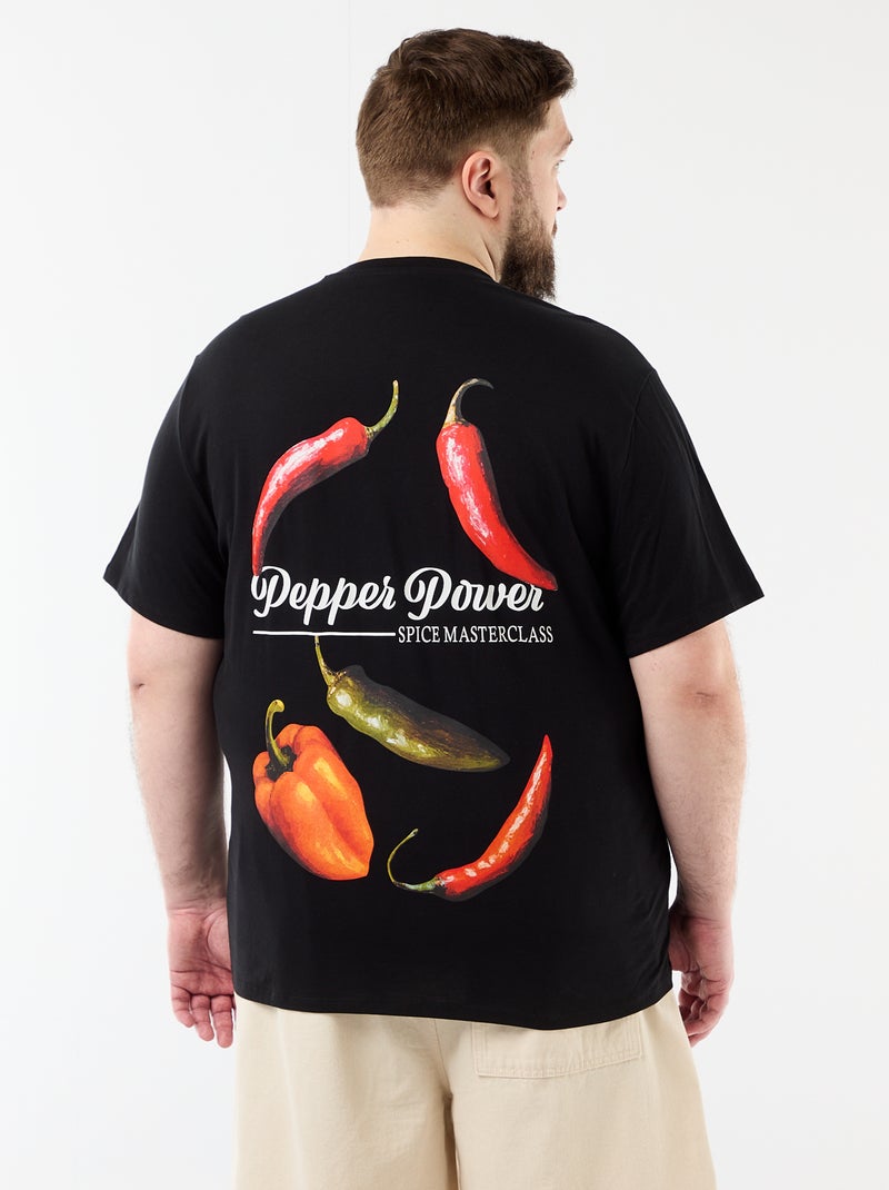 T-shirt de manga curta estampada Preto - Kiabi