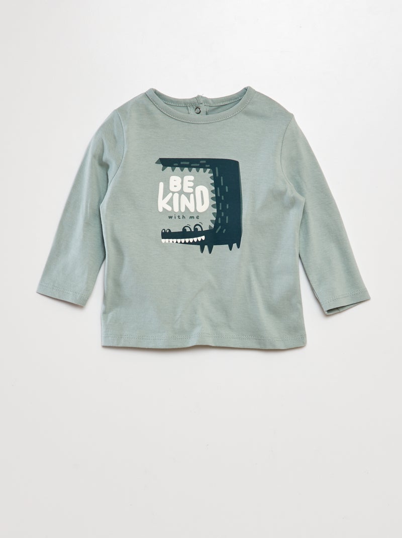 T-shirt de manga curta estampada VERDE - Kiabi