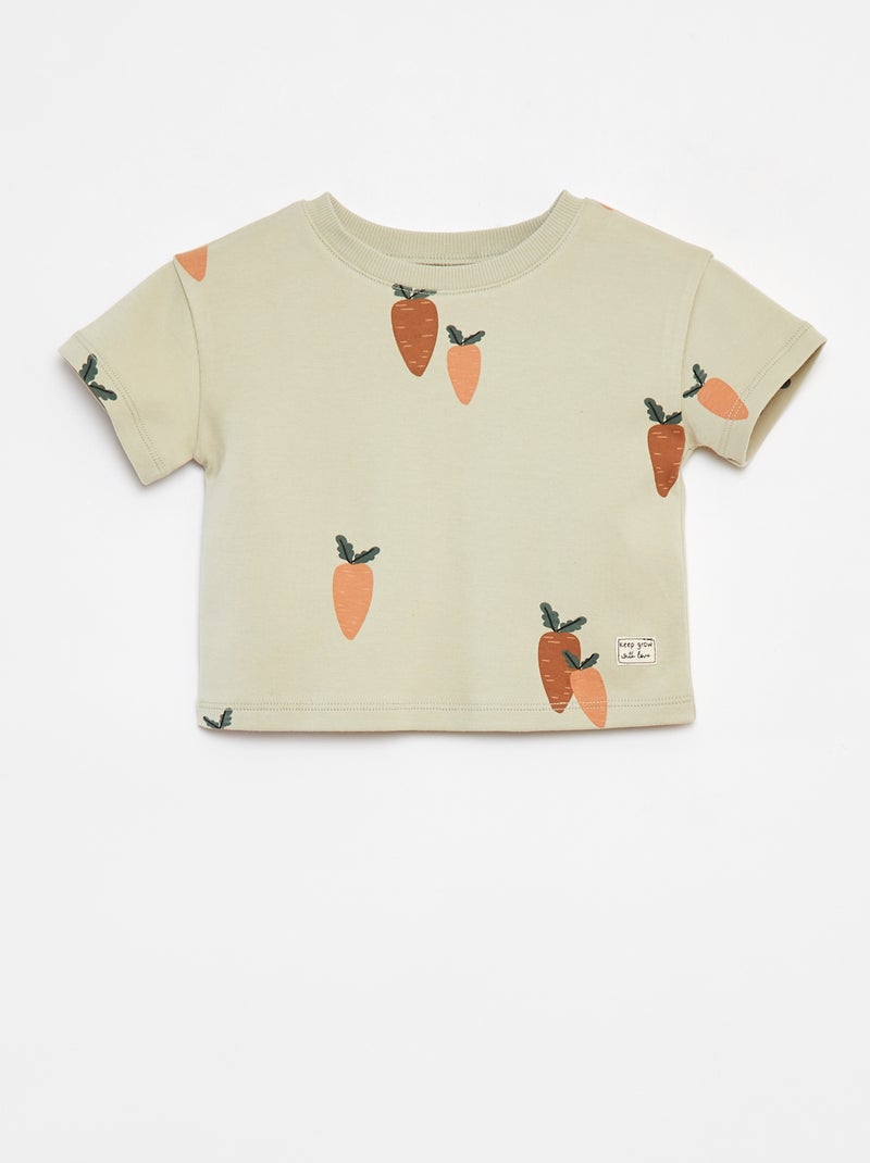 T-shirt de manga curta estampada VERDE - Kiabi