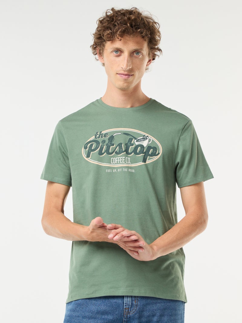 T-shirt de manga curta estampada Verde - Kiabi