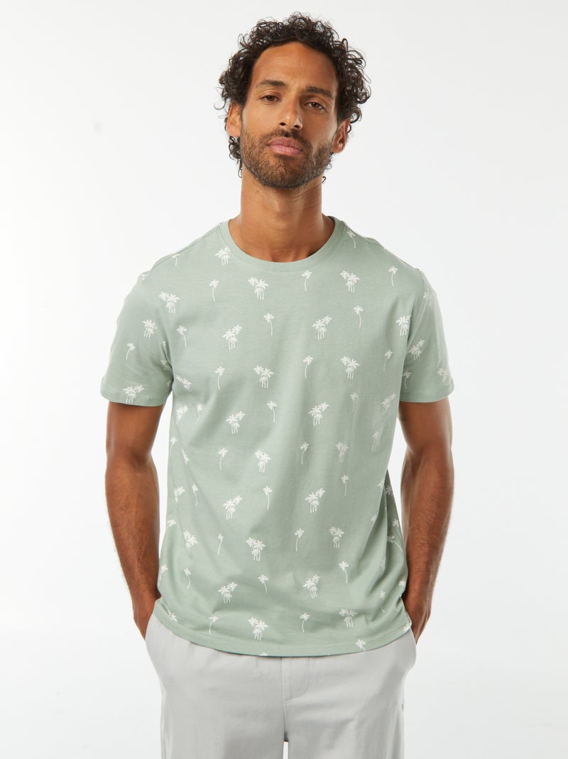 T-shirt de manga curta estampada Verde - Kiabi