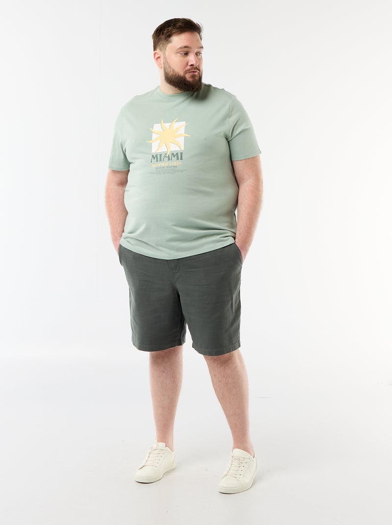 T-shirt de manga curta estampada Verde - Kiabi