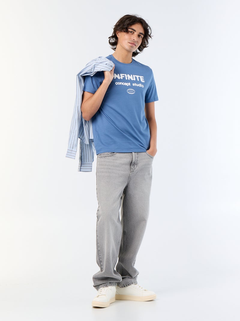 T-shirt de manga curta estampado Azul - Kiabi