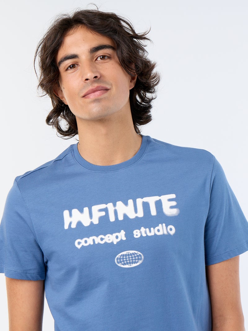 T-shirt de manga curta estampado Azul - Kiabi