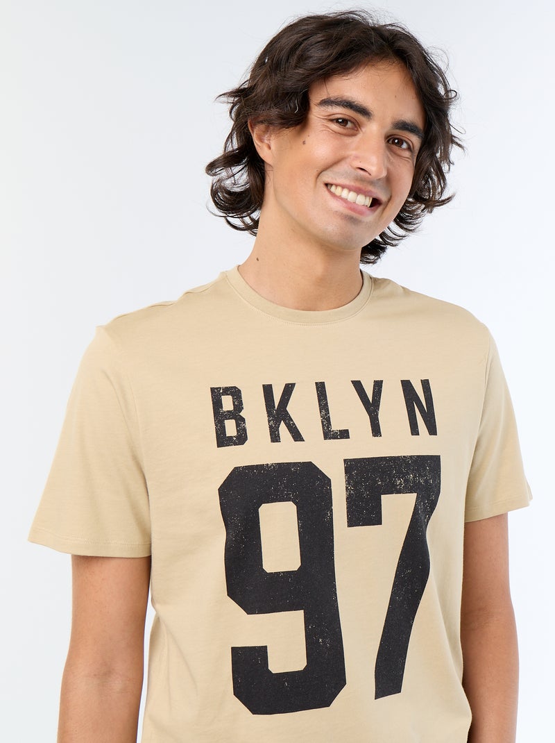 T-shirt de manga curta estampado Bege - Kiabi
