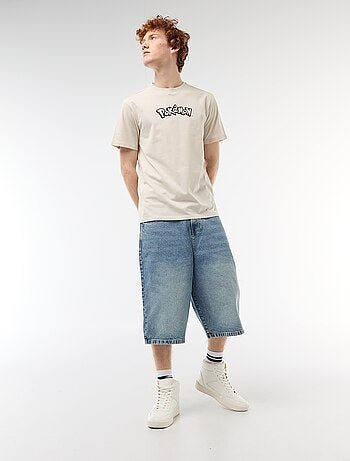 T-shirt de manga curta estampado 'Pokemon' liso