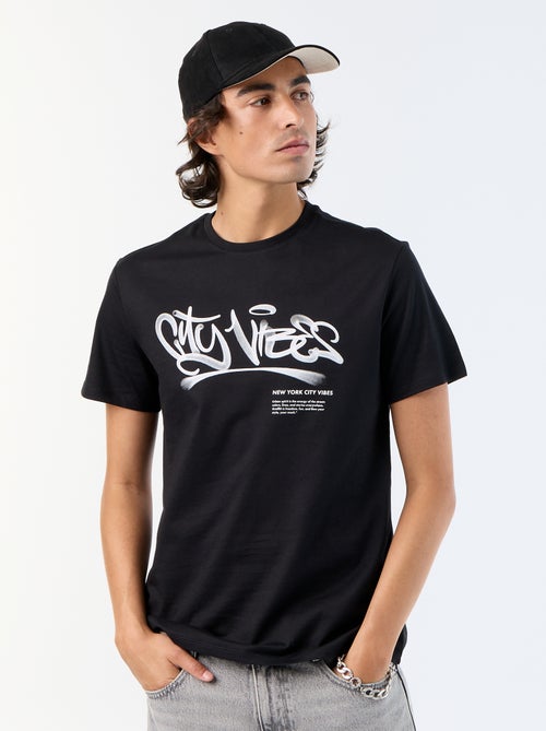 T-shirt de manga curta estampado - Kiabi