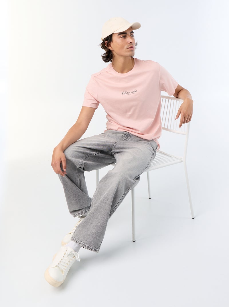 T-shirt de manga curta estampado Rosa - Kiabi